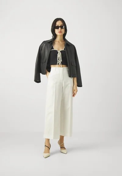 WEEKEND max mara pantaloni in tela di lino ecosostenibile ZIRCONE