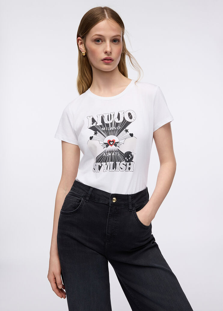 Liujo T-shirt con stampa ecosostenibile UF5265JS923M9940