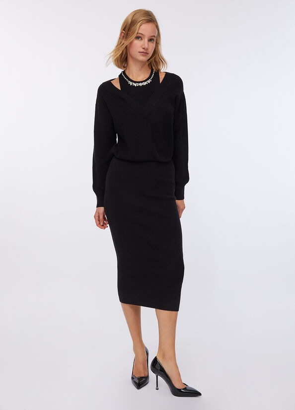 Liujo Abito in maglia con ricami gioiello MF5161MA85Q22222