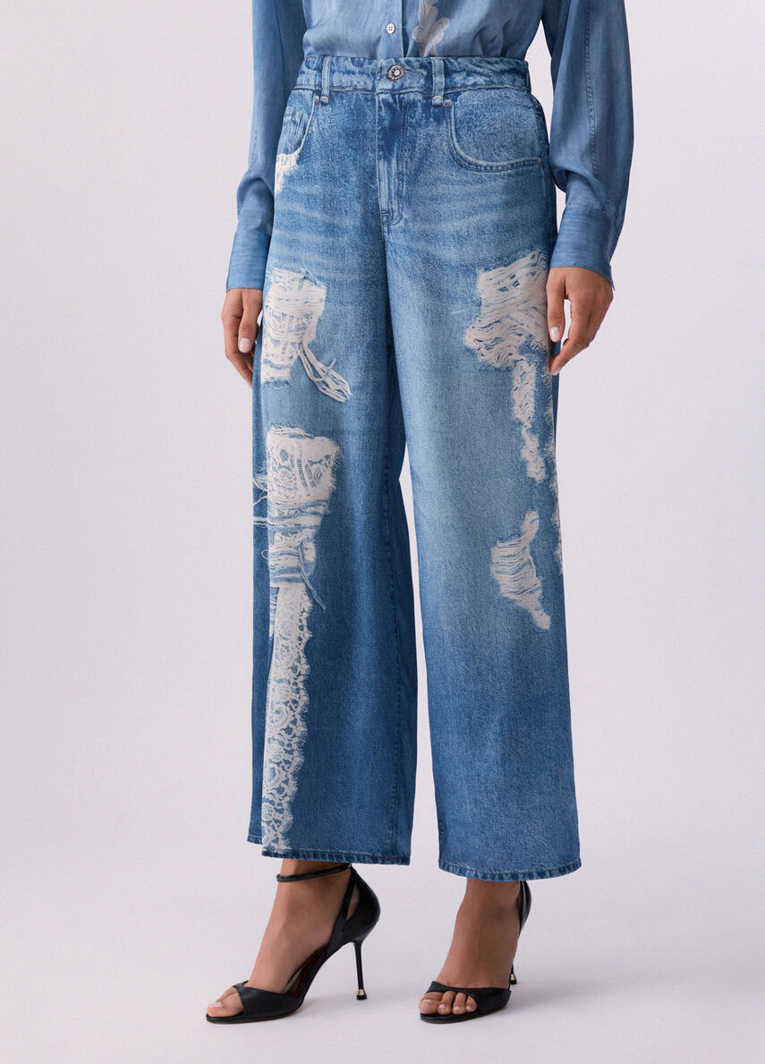 Liujo Pantaloni flare con stampa digitale UA6312T595879044