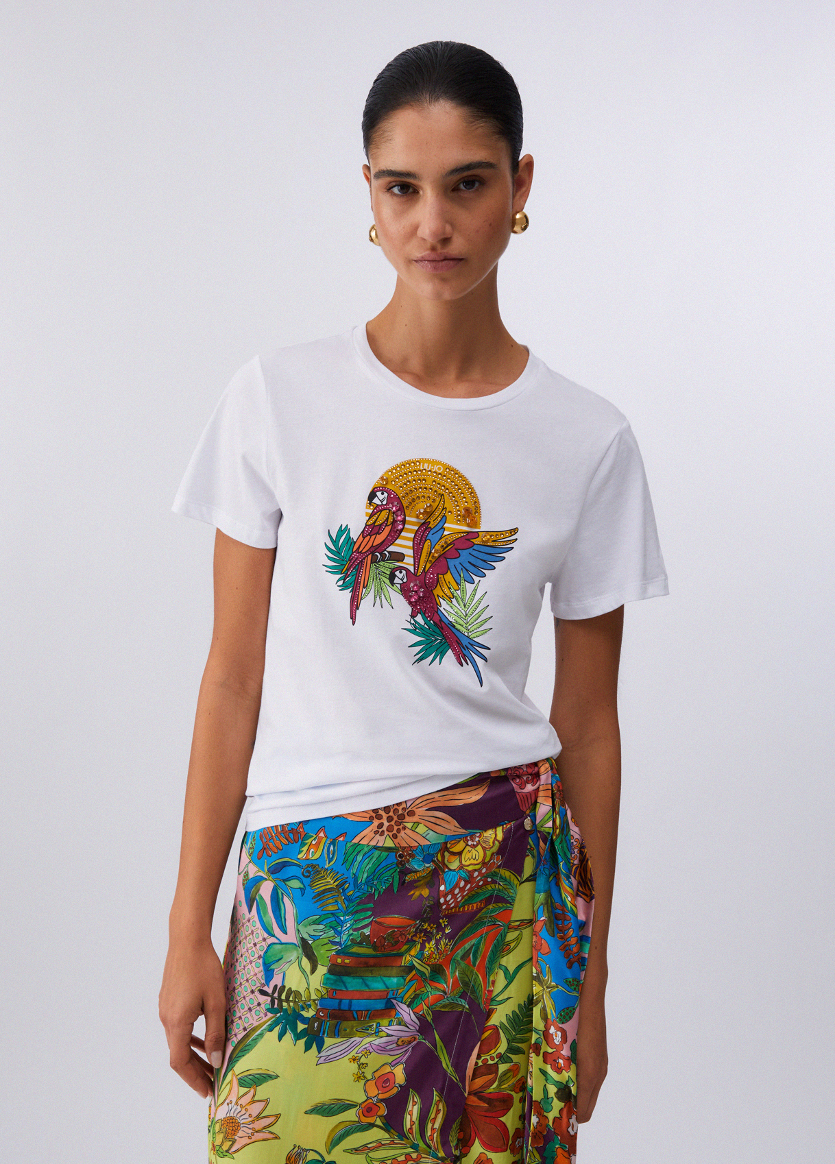 Liujo T-shirt con stampa e applicazioni WA6237JS923P9559