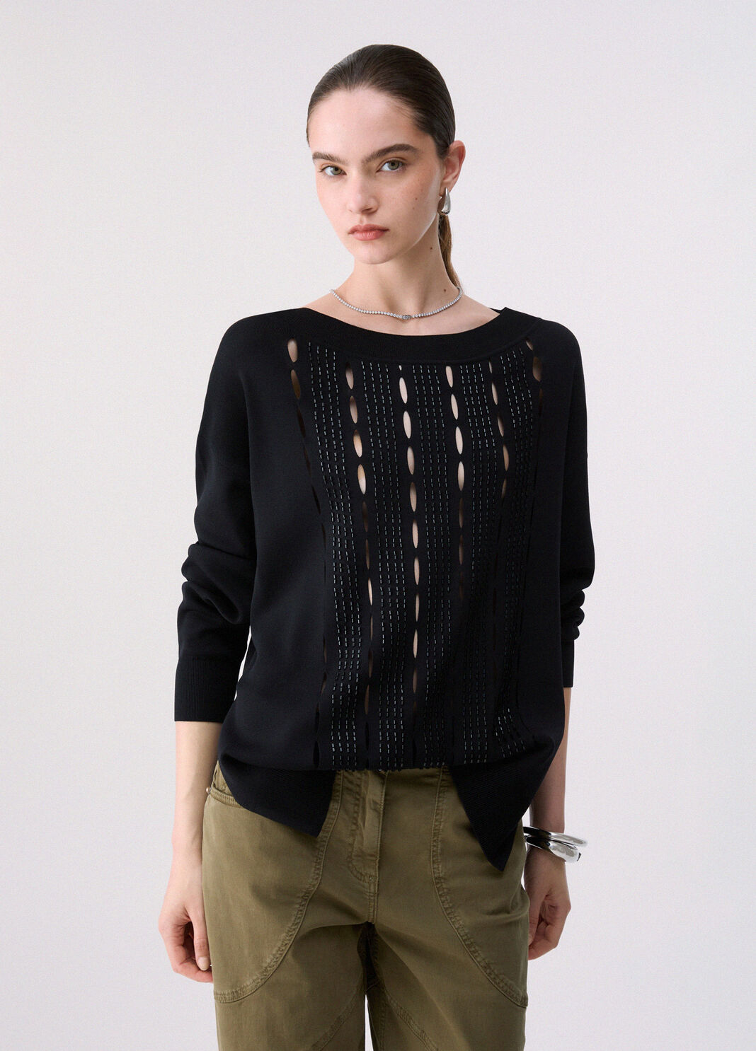 Liujo Maglia con cut-out ricamati CF6002MS55N22222