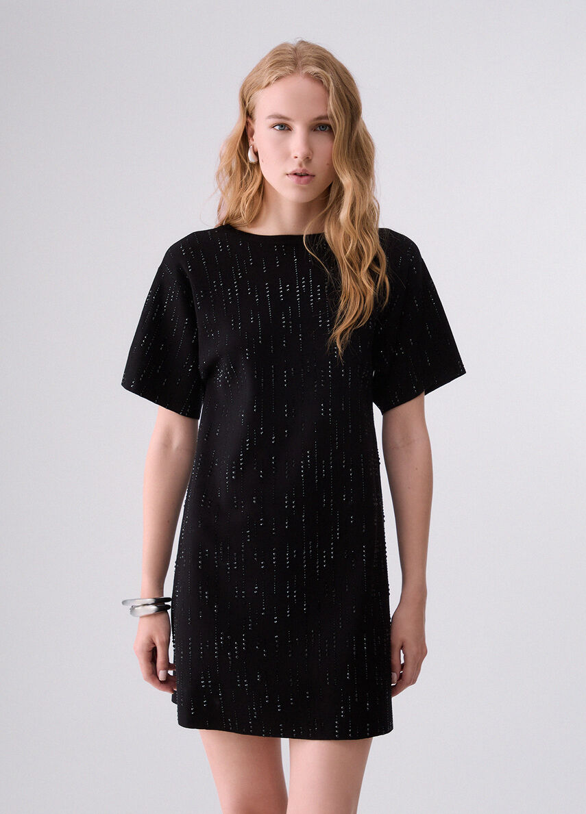 Liujo Abito in maglia con strass CF6162MS99EL9605