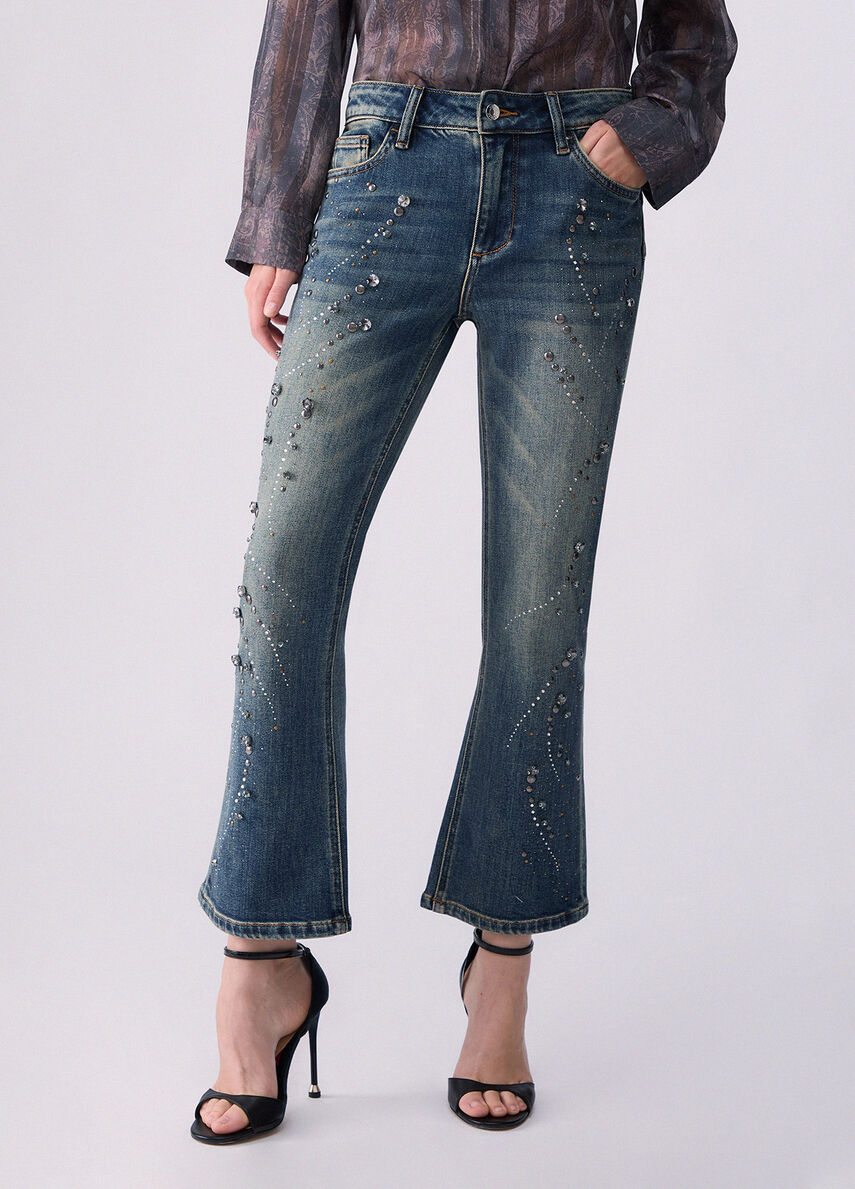 Liujo Jeans flare con ricami gioiello UF6040D036579132