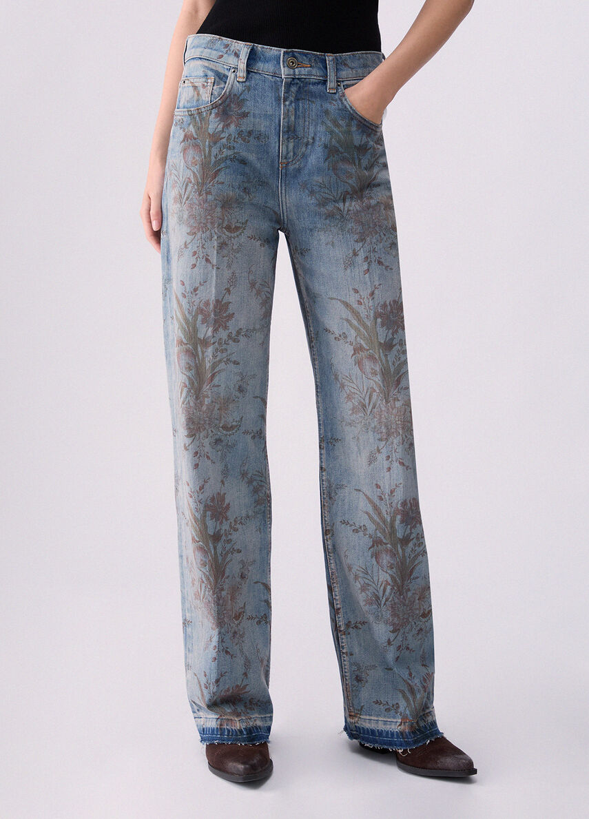 Liujo Jeans vita alta con stampa UF6165D037179103