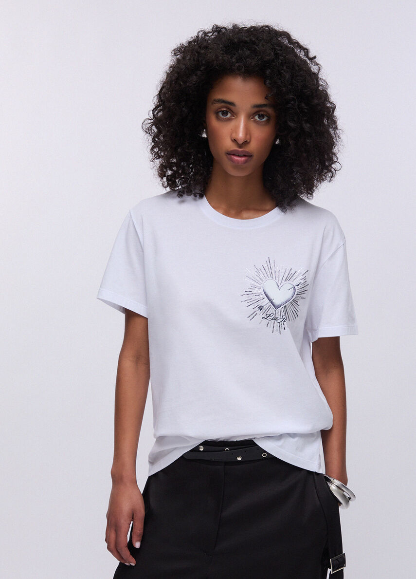 Liujo T-shirt con stampa e applicazioni WA6163JS904P9689
