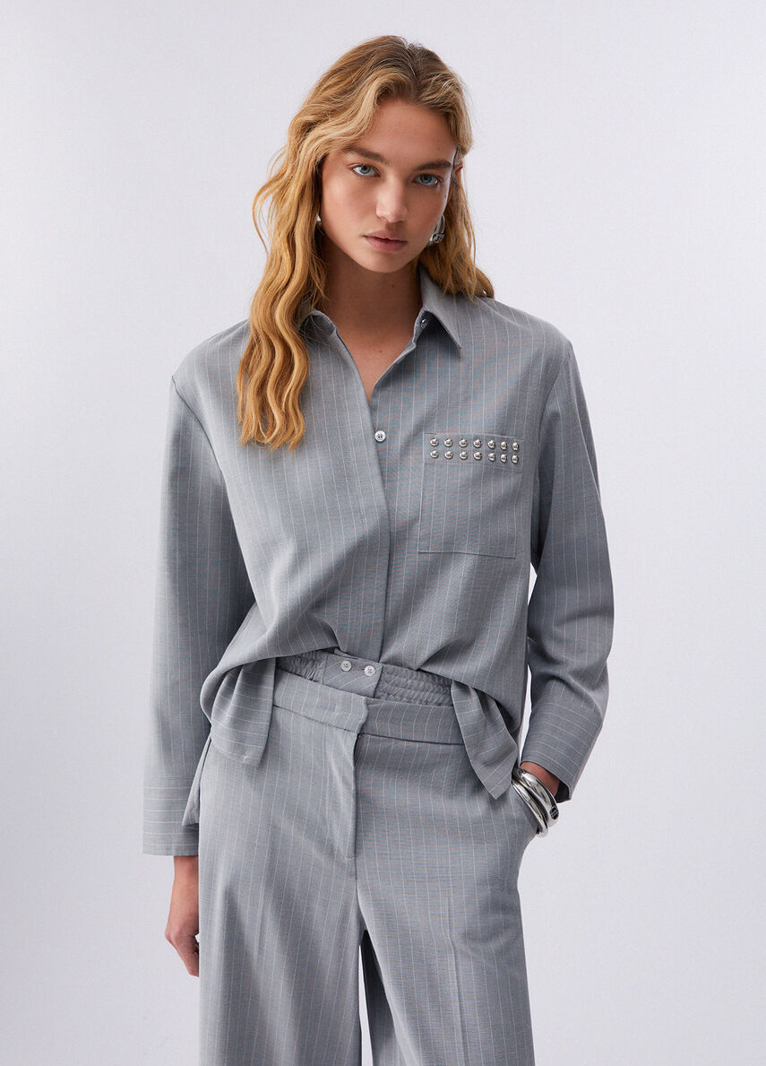 Liujo Camicia gessata con borchie WA6191T349AD3734