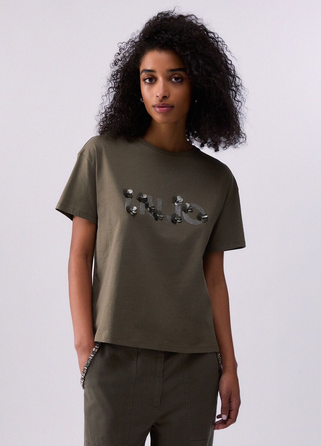 Liujo T-shirt con applicazioni gioiello WA6238JS923P9330