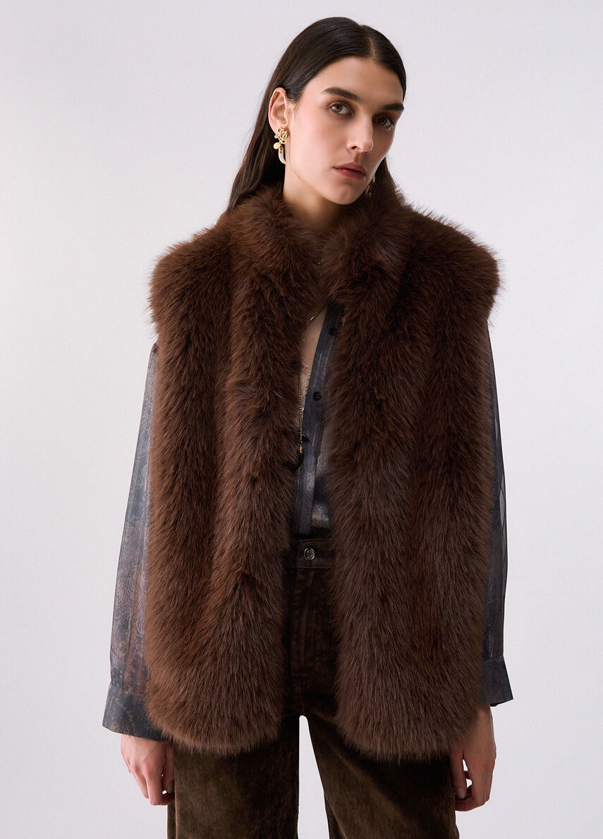 Liujo Gilet in pelliccia sintetica con cintura WF6203E1136X0787