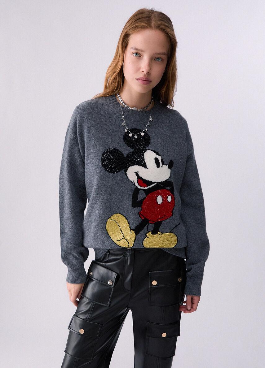 Liujo Maglia jacquard in lana Mr Mouse WF6455MS009L9451