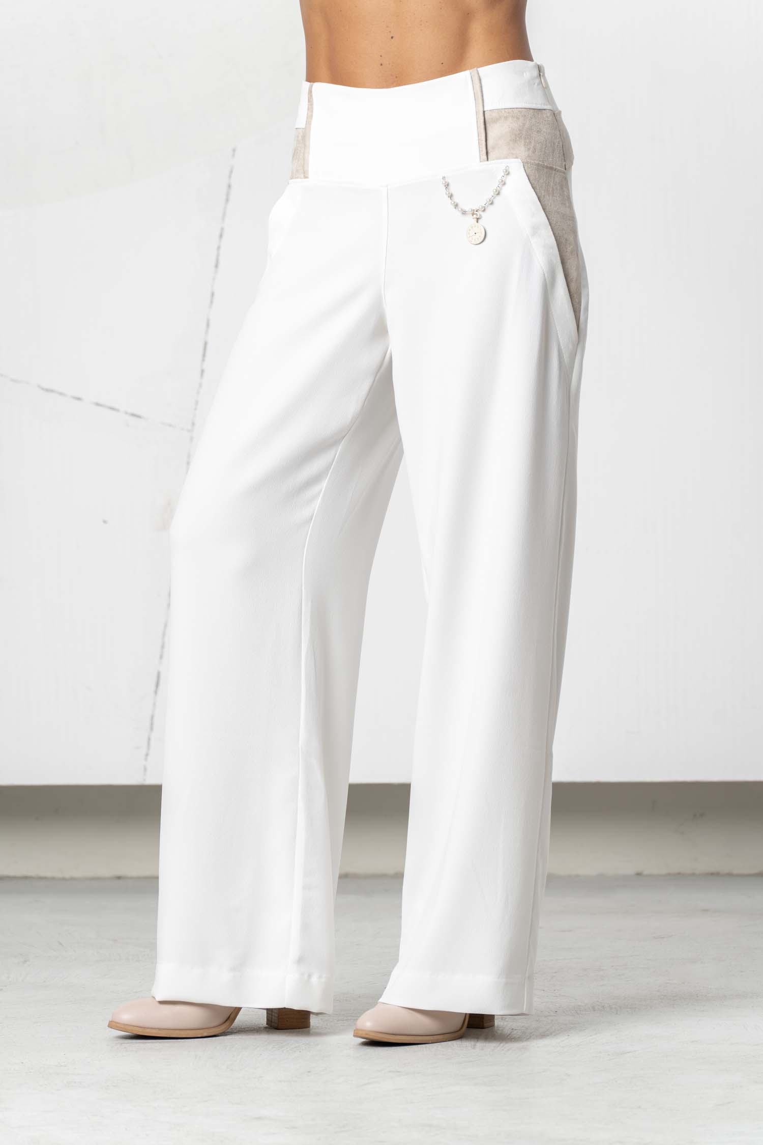 Elisa Cavaletti Pantaloni palazzo con inserti ecopelle EJP266018110