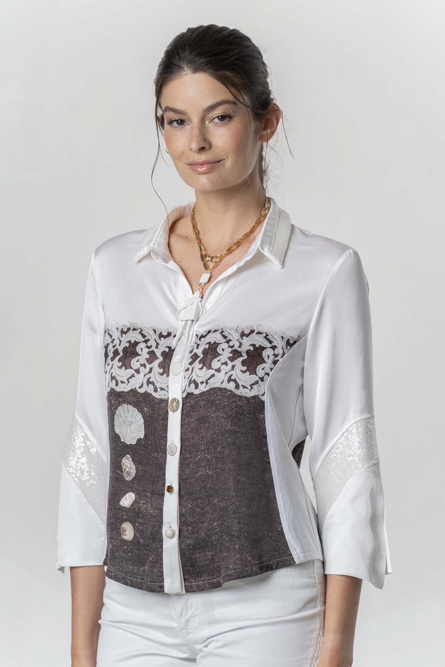 Elisa Cavaletti camicia in viscosa e applicazioni ELP261065101