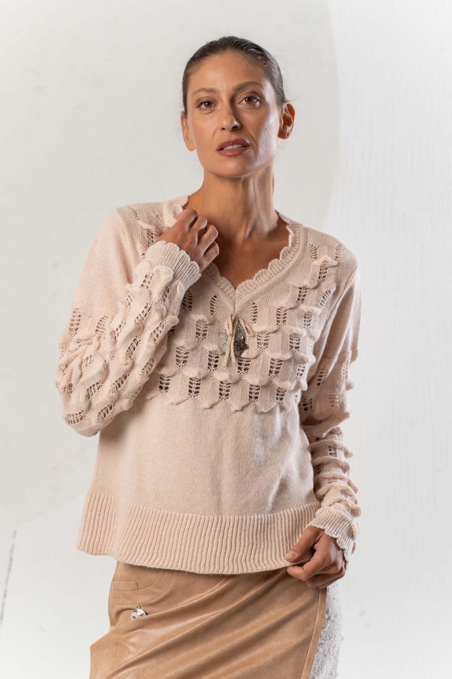 Elisa Cavaletti maglia in lana scollo V ELW264005500