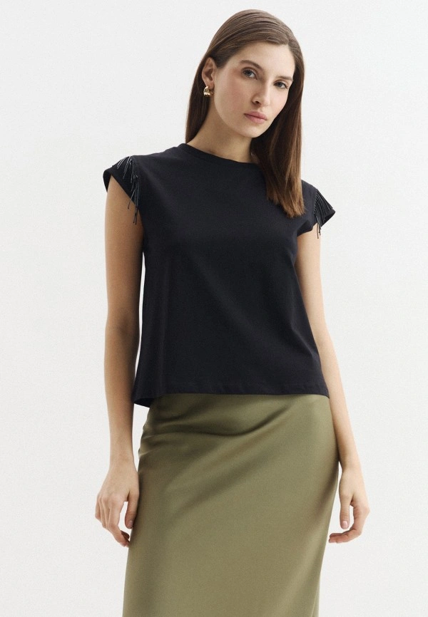 Pennyblack T-shirt con frangia di perline OCEANO