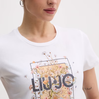 Liujo T-shirt con stampa e strass WA6493JS923P9604