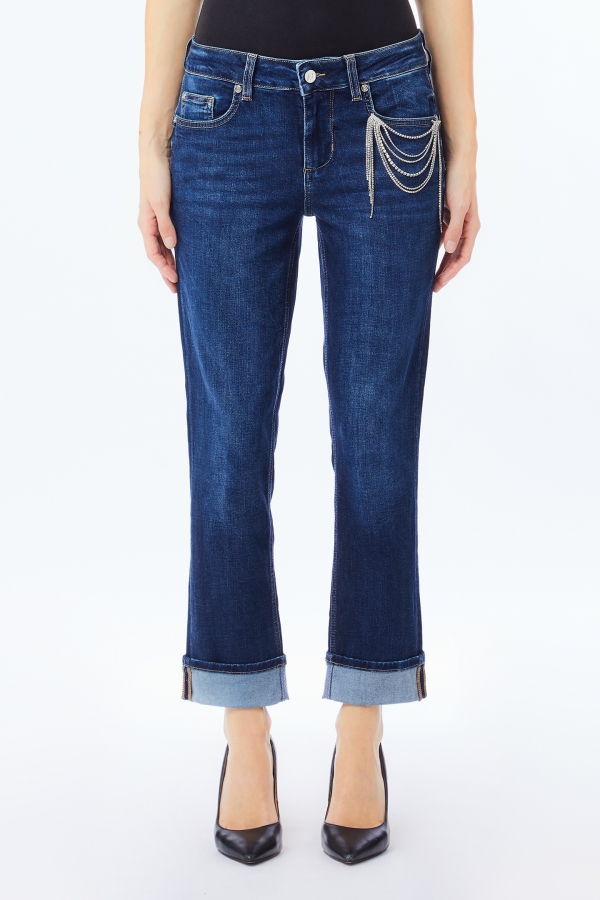 LiujoJeans skinny con risvolto e accessorio UF5006D479778927