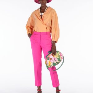 WEEKEND max mara pantaloni in raso di cotone GINECEO