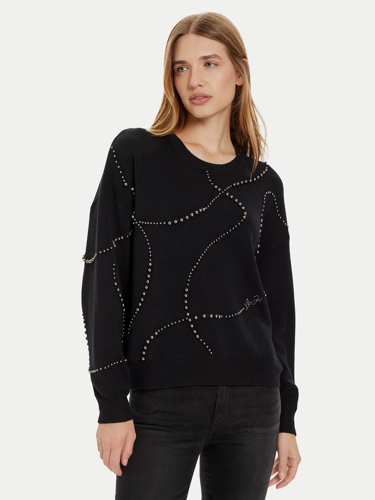 Liujo Maglia girocollo con perline ecosostenibile WF4174MS49I22222